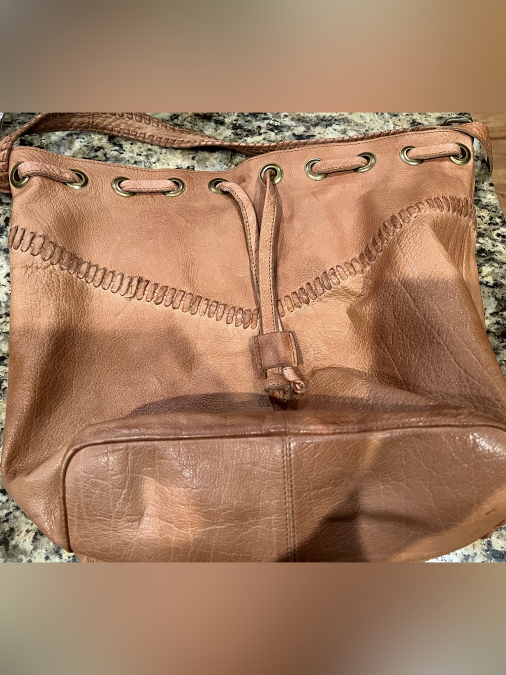 Leather hobo crossbody by Day & Mood, western style, saddle